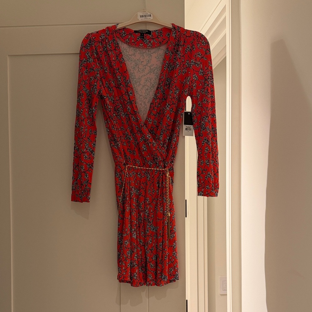 Vintage Early 2000s - Juicy Couture Red Floral Long Sleeve Wrap Dress - NWT
